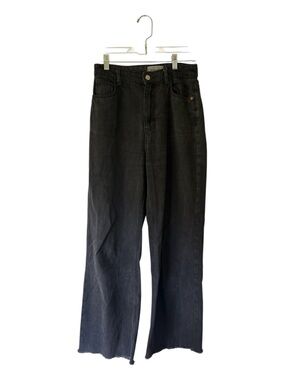 New Look Washed Black Wide Leg Jeans
